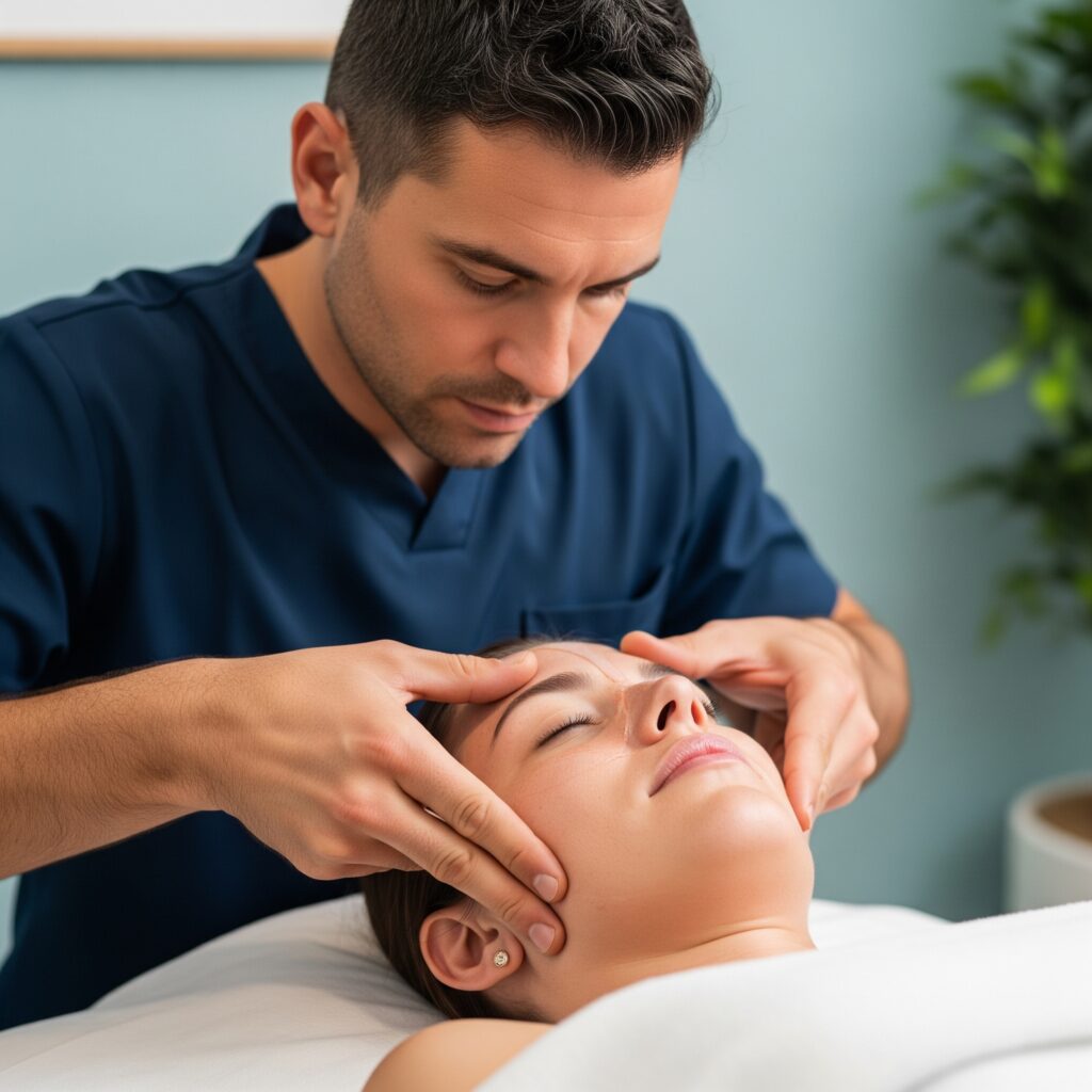 Qué puntos específicos se trabajan en un masaje craneofacial